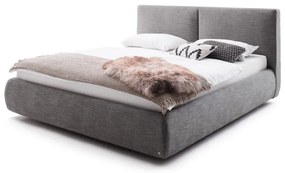 Pat matrimonial gri închis tapițat cu spațiu de depozitare cu somieră 180x200 cm Atesio – Meise Möbel