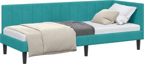 vidaXL Cadru de pat colțar cu headboard Turcoaz 80 cm x 200 cm Catifea