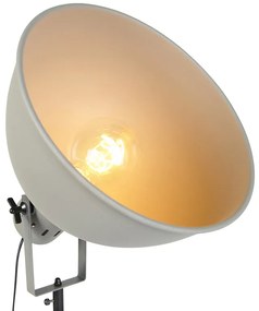 Lampă de podea industrială pe trepied din lemn cu abajur gri - Laos