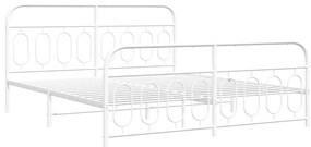377187 vidaXL Cadru de pat metalic cu tăblie, alb, 160x200 cm