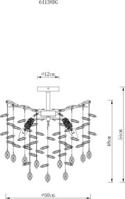 Plafoniera metal auriu mat, cristale de sticla QUEENA
