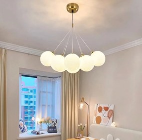 Lustra led suspendata, Zuya 7 globuri Alb