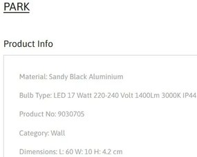 Aplica LED ambientala directionabila pentru baie/exterior IP44 PARK negru