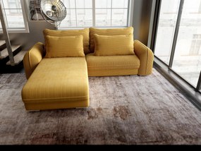 Colțar extensibil dumonde cu ladă de depozitare si sezut confortabil din spuma high-density, Denver Zoom Mustar 275x185 cm