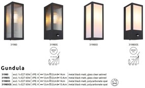 Aplica pentru exterior design modern IP44 Gundula negru, policarbonat