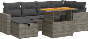 vidaXL Set canapele grădină cu perne 8 piese gri poliratan/lemn acacia