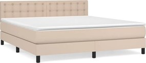vidaXL Pat box spring cu saltea, cappuccino, 180x200cm piele ecologică