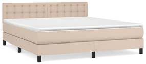 3141142 vidaXL Pat box spring cu saltea, cappuccino, 180x200cm piele ecologică