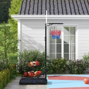 SPORTNOW Coș de baschet cu înălțime reglabilă, independent, cu plasă și roți, bază mare, 179-209 cm, plastic, oțel | Aosom Romania