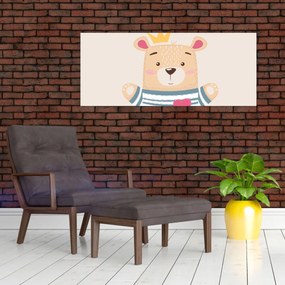 Tablou - Teddy ursuleț cu coroană (120x50 cm)