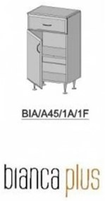 Dulap jos Bianca Plus 45 cu 1 ușă, 1 sertar, alb lucios, dreapta