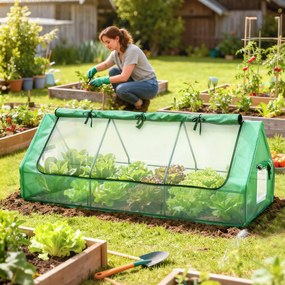 Outsunny Seră de Grădină cu 2 Ferestre Laterale și Fereastră Centrală Rulantă, din Oțel, PE și PP, 240x90x90 cm, Verde | Aosom Romania