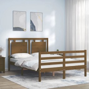 3194049 vidaXL Cadru de pat cu tăblie, maro miere, 120x200 cm, lemn masiv