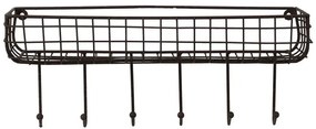 Raft de perete din metal, 6 carlige, Cuisine