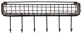 Raft de perete din metal, 6 carlige, Cuisine