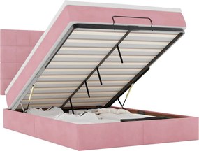 vidaXL Cadru de pat otoman cu saltele Roz 140x200cm catifea