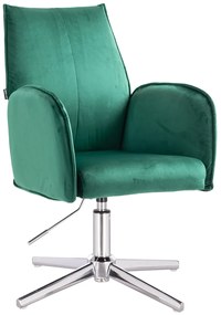 HR280CROSS Scaun Verde din Catifea cu Bază Cromata