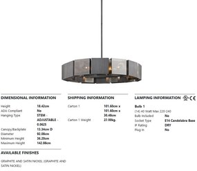 Candelabru design industrial-modern IMPRESSION cu 14 surse de lumina
