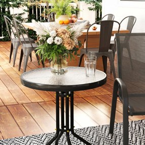 Outsunny Set Mobilier de Grădină din 3 Piese cu Scaune Suprapozabile și Masă din Sticlă, 54x71x93 cm, Gri Închis | Aosom Romania