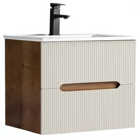 Trent 60 dulap de baie inferior cu chiuvetă ceramică (2 sertare) sunset oak-alb