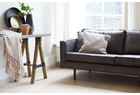 Canapea neagră cu tapițerie din imitație de piele 277 cm Rodeo – WOOOD