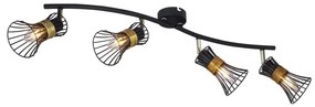 Plafoniera moderna metalica negru-aurie PURRA 4L 54814-4 GL