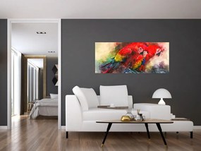 Tablou - Papagali roșii ara (120x50 cm)