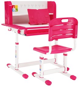Birou de creştere şi scaun, roz/alb, set LERAN