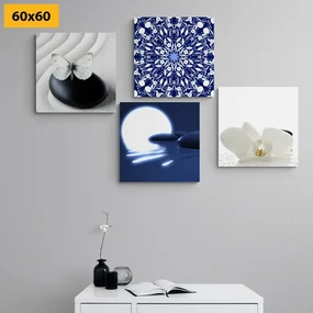 Set tablouri Feng Shui în design alb-albastru