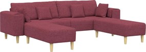 vidaXL Canapea cu pernă 3 pcs Roșu Vin țesătură