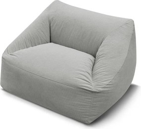 Fotoliu bean bag gri deschis cu tapițerie din catifea reiată Lilibet – Bobochic Paris