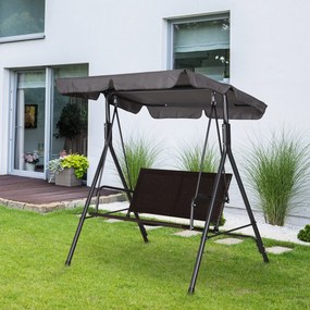 Outsunny Balansoar Hollywood, Balansoar de Grădină cu Baldachin, Acoperiș Reglabil, Negru + Maro + Gri | Aosom Romania