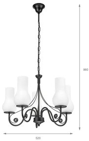 Lustră pe lanț Brilagi COTTAGE 5xE14/40W/230V negru/alb