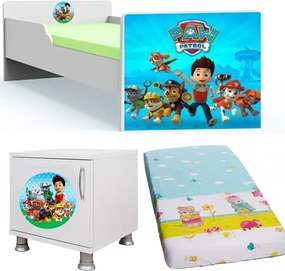Pat tineret Paw Patrol 2 cu saltea si noptiera