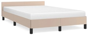 379546 vidaXL Cadru de pat cu tăblie, cappuccino, 120x190 cm, piele ecologică