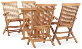 vidaXL Set mobilier de exterior pliabil, 5 piese, lemn masiv de tec