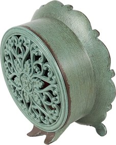 Ceas de masă vintage verde, din metal și sticlă, 15x7x16 cm