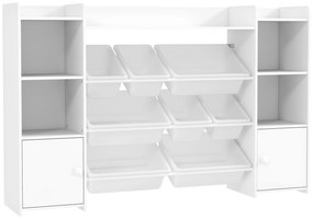 AIYAPLAY Dulap pentru jucării pentru copii cu 8 recipiente detașabile și dulapuri, 140x30x90 cm, alb | Aosom Romania
