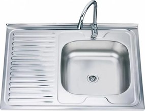Chiuveta inox Inter Ceramic Alpaca cu o cuva si picurator stanga finisaj inox lucios 80x60 cm