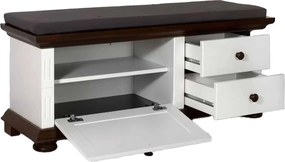 Băncuță lemn masiv nuc Ariana Hol Alb/, 115 × 37 × 45 cm