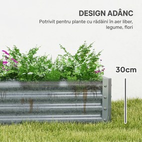 Outsunny Jardinieră de Exterior din Oțel cu Fund Deschis și Margini Întărite, 180x90x30 cm, Gri Argintiu | Aosom Romania