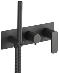 Baterie negru-mat pentru duș încastrată (3 ieșiri) Spy – Sapho