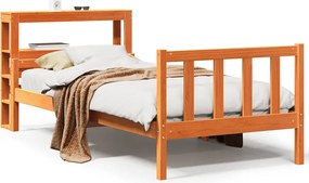vidaXL Cadru de pat cu tăblie, maro ceruit, 75x190 cm, lemn masiv pin