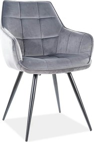 Scaun Lilia, gri/negru, stofa catifelata/metal, 59x45x90 cm