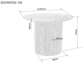 Masa rotunda Socrates stejar artizan/stejar artizan ø100/h76 cm
