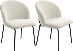HOMCOM Set de 2 scaune de sufragerie din catifea canaletată, scaune de bucătărie cu picioare din oțel, 56x58x78cm, crem | Aosom Romania