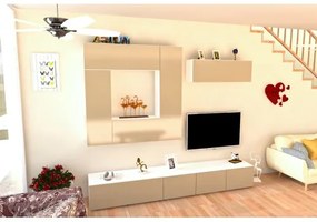 Living Armonia V2 PAL Cappuccino Lucios - cu sistem &quot;PUSH TO OPEN&quot;