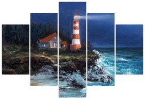 Tablou - Far pe malul oceanului, aquarelă (150x105 cm)