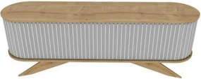 Comoda TV STOR, stejar/alb, PAL melaminat, 180x43x60 cm