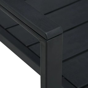 Scaune de gradina, 4 buc., negru, HDPE, aspect lemn 4, Negru